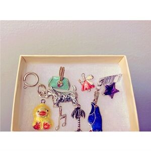 Sterling Silver Charms for a Charm Bracelet or Necklace👛🐥🐕🎵🌴🧚‍♀️🐧⭐️💜